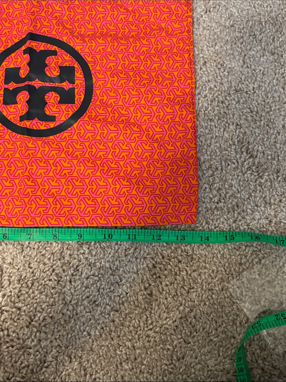 Tory Burch Orange and Black Logo Drawstring Pouch - Picture 9 of 10
